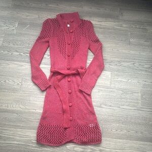 Talula Babaton|Aritzia Red Mohair Blend Long Duster Knit Cardigan Sweater Size S